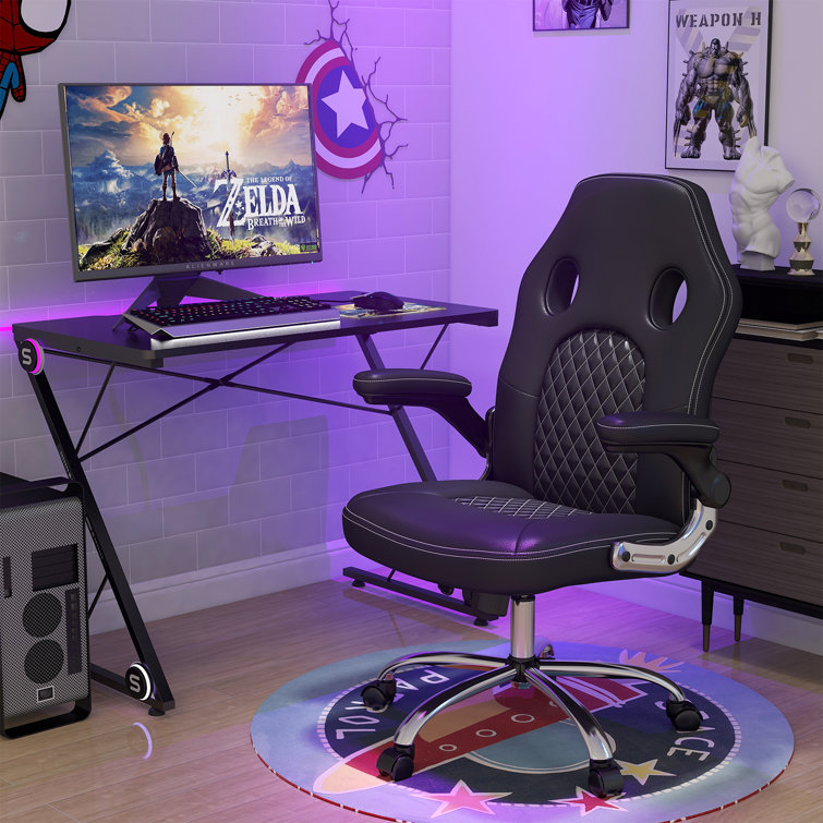 Inbox Zero Adjustable Reclining Ergonomic Leather Swiveling PC & Racing
